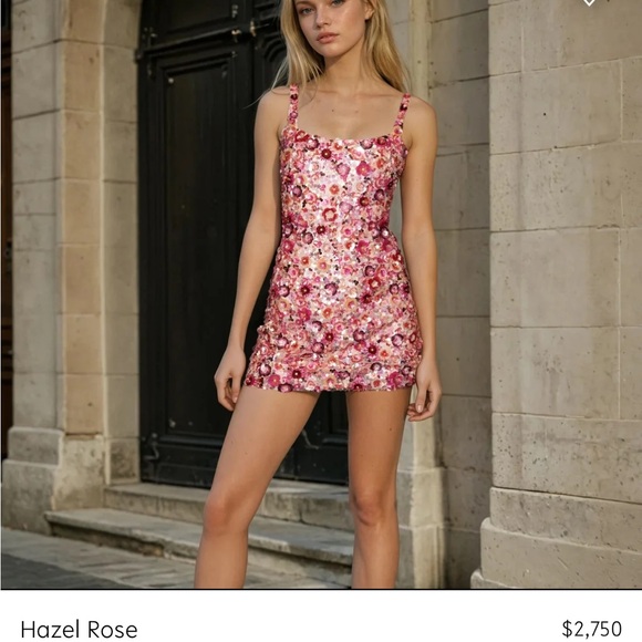 Hazel Rose Floral Sequin Mini Dress - Picture 1 of 5
